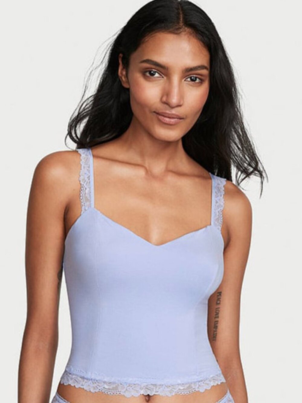 NWT Victoria’s Secret Periwinkle Lacy Trim Cami Tank Top Coquette Feminine XL